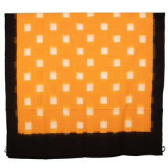 Marigold Orange & Jet Black Geometric Square Pochampally Single Ikat Cotton Dupatta