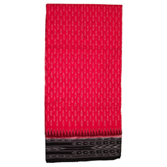 Crimson Red & Coal Black Traditional Sambalpuri Single Ikat Cotton Dupatta