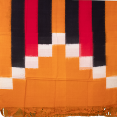 Mustard Yellow & Jet Black Geometric Sambalpuri Double Ikat Cotton Dupatta