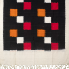 Jet Black & Madder Red Geometric Telia Rumal Double Ikat Cotton Dupatta