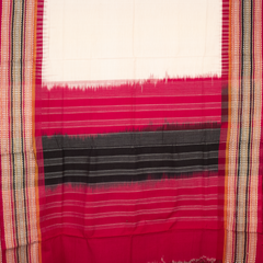 Off-White & Maroon Red Striped Kotpad Single Ikat Cotton Dupatta