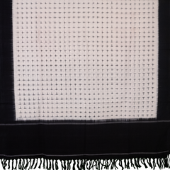 Ivory White & Jet Black Geometric Cross Sambalpuri Single Ikat Cotton Dupatta