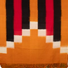Orange Multicolour Cotton Pochampally Handloom Dupatta