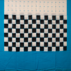 Feroza Blue & Coal Black Pasapalli Checkered Sambalpuri Single Ikat Cotton Dupatta