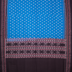 Cerulean Blue & Jet Black Geometric Sambalpuri Single Ikat Cotton Dupatta