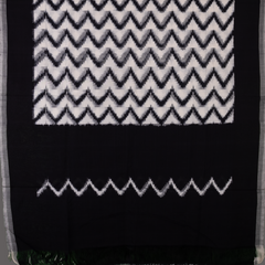 Ethnica Black & White Ikat Zig-Zag Handloom Dupatta