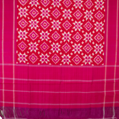 Pink Cotton Pochampally Double Ikkat Handloom Dupatta