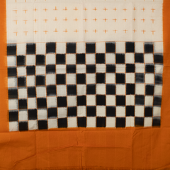 Ivory White & Mustard Yellow Geometric Telia Rumal Double Ikat Cotton Dupatta