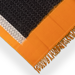 Jet Black & Turmeric Yellow Geometric Sambalpuri Single Ikat Cotton Dupatta