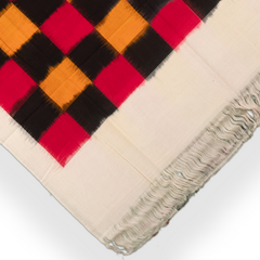 Jet Black & Madder Red Geometric Telia Rumal Double Ikat Cotton Dupatta
