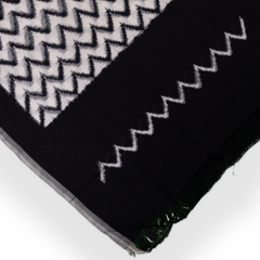 Ethnica Black & White Ikat Zig-Zag Handloom Dupatta