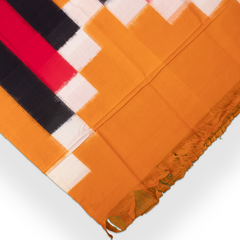 Mustard Yellow & Jet Black Geometric Sambalpuri Double Ikat Cotton Dupatta