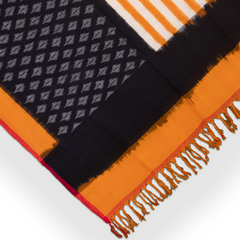 Black & Mustard Yellow Geometric Sambalpuri Single Ikat Cotton Dupatta