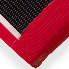 Jet Black & Cherry Red Star Geometric Sambalpuri Single Ikat Cotton Dupatta