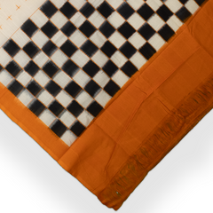 Ivory White & Mustard Yellow Geometric Telia Rumal Double Ikat Cotton Dupatta