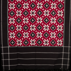 Maroon & Jet Black Floral Geometric Telia Rumal Double Ikat Cotton Dupatta