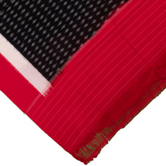 Jet Black & Cherry Red Star Geometric Sambalpuri Single Ikat Cotton Dupatta