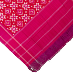 Pink Cotton Pochampally Double Ikkat Handloom Dupatta