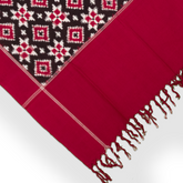 Red Cotton Pochampally Telia Rumal Double Ikkat Handloom Dupatta