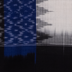 Off-White & Midnight Black Geometric Sambalpuri Single Ikat Cotton Dupatta
