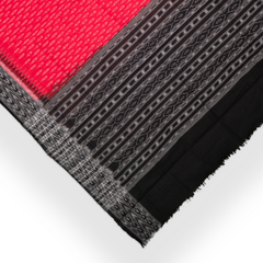 Crimson Red & Coal Black Traditional Sambalpuri Single Ikat Cotton Dupatta