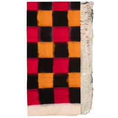 Jet Black & Madder Red Geometric Telia Rumal Double Ikat Cotton Dupatta