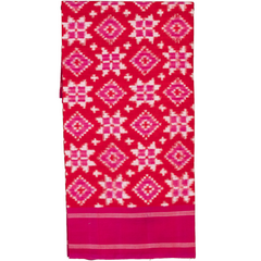 Pink Cotton Pochampally Double Ikkat Handloom Dupatta