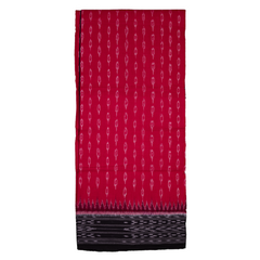 Magenta Pink & Raven Black Traditional Geometric Sambalpuri Double Ikat Cotton Dupatta