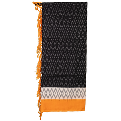 Jet Black & Turmeric Yellow Geometric Sambalpuri Single Ikat Cotton Dupatta