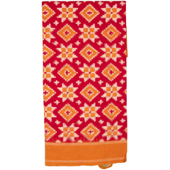 Red Cotton Pochampally Double Ikkat Handloom Dupatta