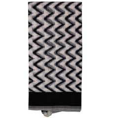 Ethnica Black & White Ikat Zig-Zag Handloom Dupatta