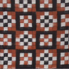 Ethnica Handwoven Ikat Checkered Cotton Saree - Black & Rust