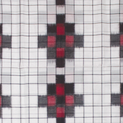 Pearl White & Crimson Red Geometric Sambalpuri Double Ikat Cotton Saree