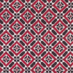 Crimson Red & Jet Black Geometric Grid Telia Rumal Double Ikat Cotton Saree