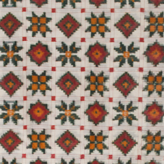 Off White & Crimson Red Floral Grid Telia Rumal Double Ikat Cotton Saree