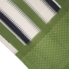 Moss Green & Charcoal Black Temple Sambalpuri Single Ikat Cotton Saree
