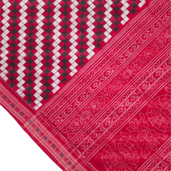 Ethnica Red & Black Checkered Ikat Handloom Saree