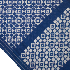 Ethnica Indigo Blue & White Diamond Ikat Handloom Fabric
