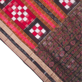 Black Red Check Handloom Cotton Sambalpuri Saree.