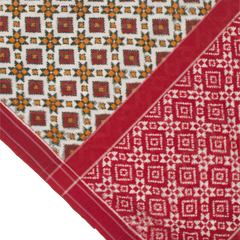 Red Handloom Cotton Pochampally Saree.