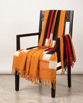 Mustard Yellow & Jet Black Geometric Sambalpuri Double Ikat Cotton Dupatta