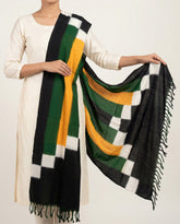 Black & Mustard Yellow Geometric Sambalpuri Single Ikat Cotton Dupatta