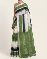 Moss Green & Charcoal Black Temple Sambalpuri Single Ikat Cotton Saree