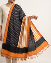 Black & Mustard Yellow Geometric Sambalpuri Single Ikat Cotton Dupatta