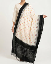 Black & Off White Geometric Sambalpuri Single Ikat Cotton Dupatta