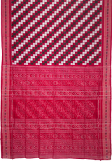 Ethnica Red & Black Checkered Ikat Handloom Saree