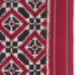 Red Black Handloom Cotton Pochampally Saree.