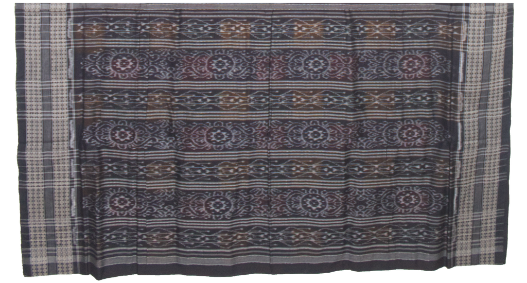 Vibrant Handloom Ikat Saree with Checkered Body & Traditional Pallu