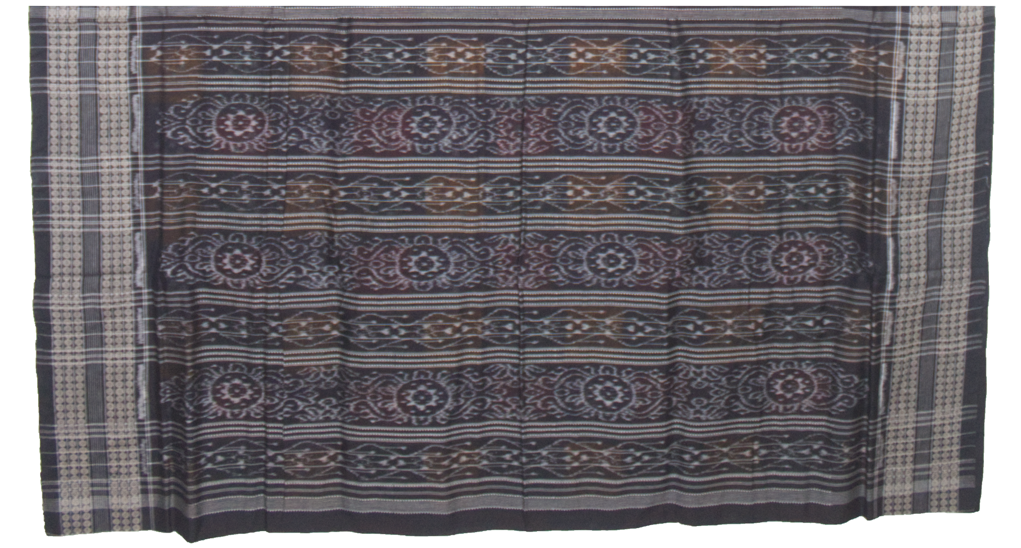 Vibrant Handloom Ikat Saree with Checkered Body & Traditional Pallu