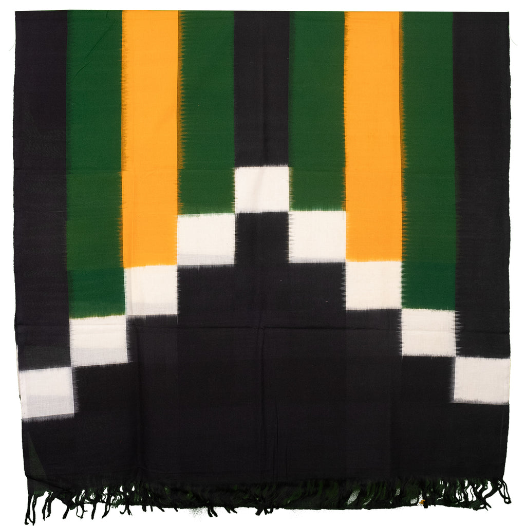 Black & Mustard Yellow Geometric Sambalpuri Single Ikat Cotton Dupatta